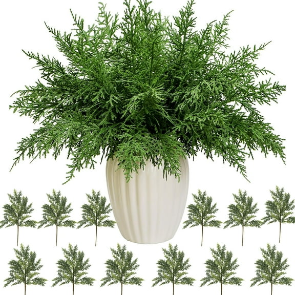 18" Christmas Cedar Branches Decorations Indoor Artificial Realistic Greenery Pine Stems Centerpiece for Table Outdoor Decor