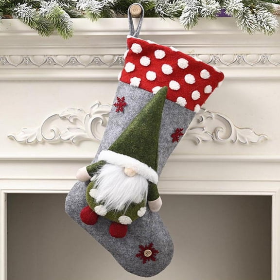 18" Christmas Gnome Stockings Large Swedish Tomte Nisse Holders Gift Bags for Kids Holiday Fireplace Hanging Xmas Party Decorations