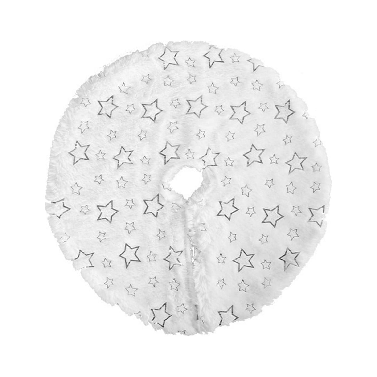 18" Christmas Tree Skirt White Tree Skirt Xmas with Sequin Silver