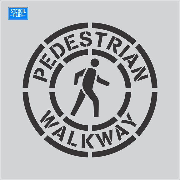 18" Circular Pedestrian Walkway Crossing Symbol Bike Lane/Ped Crossing Stencil Thickness: .060