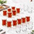 18 Clear 5 Oz Slim Tulip Waist Glass Tea Cups with Handles for Hot Cold ...