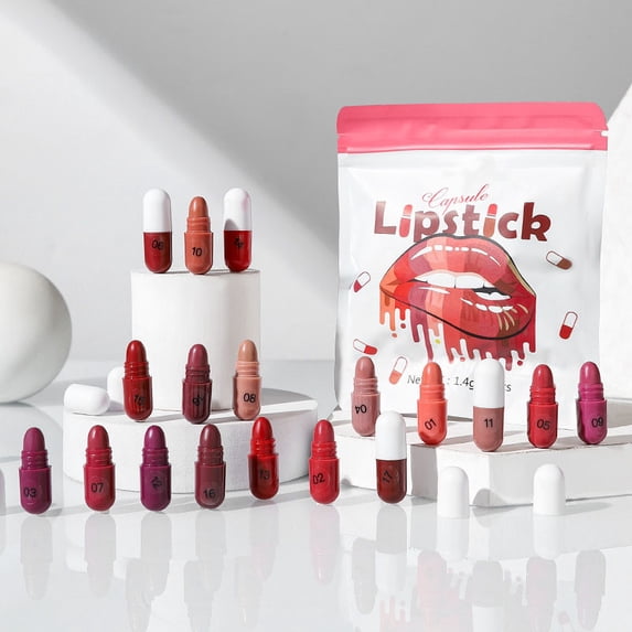 18 Color Mini Lipstick Set, Waterproof and Durable, Long Lasting Lipstick, Anti Smudging, Cute Capsule Shape, Multi-Color Portable Lipstick, Gift For Ladies, Mothers And Girls, Christmas, Birthday