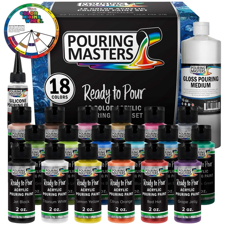 AUREUO Acrylic Paint Pouring Kit - 4 Colors 4 Oz./ 120ml Bottles High Flow  Pre-Mixed Ready to Pour with Silicone Oil & Pour Painting Supplies 