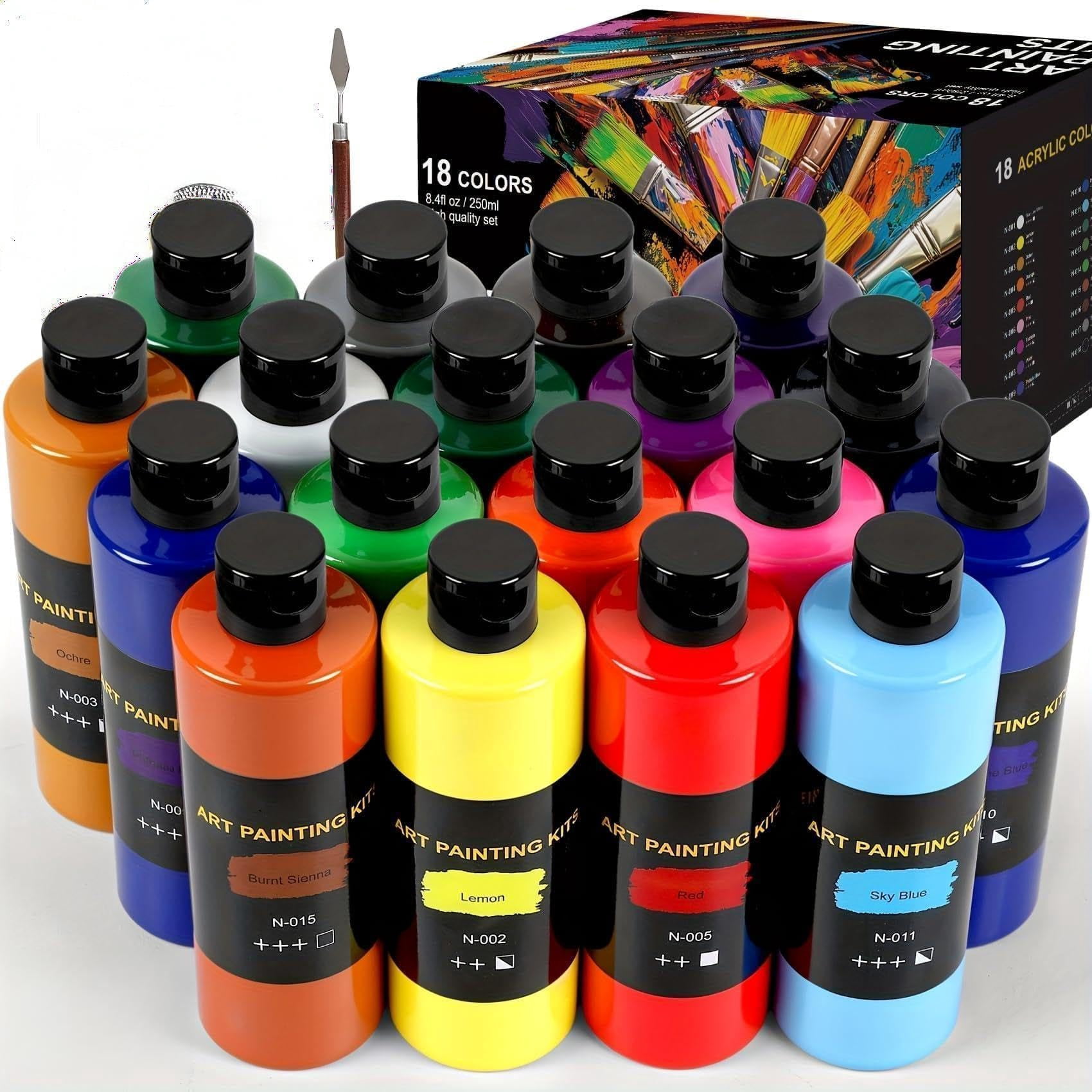 18 Colors (250 ML/Bottle), Painting Art Supplies, Art Supplies For Painting Canvas, Ceramic & Fabric, Lasting Quality For Beginners & Professional Artist, Christmas
