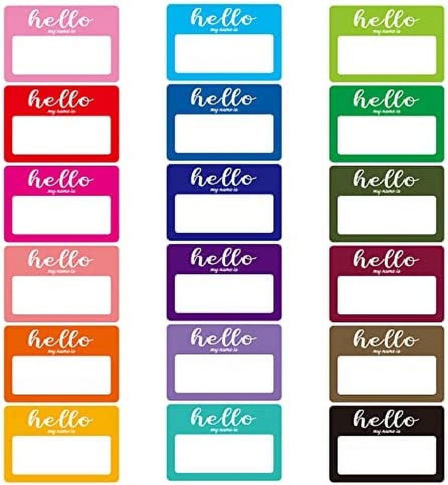 18 Colors 540 Pcs Hello My Name is Stickers, 3'' x 2'' Name Tag Stickers, Newborn Baby Name