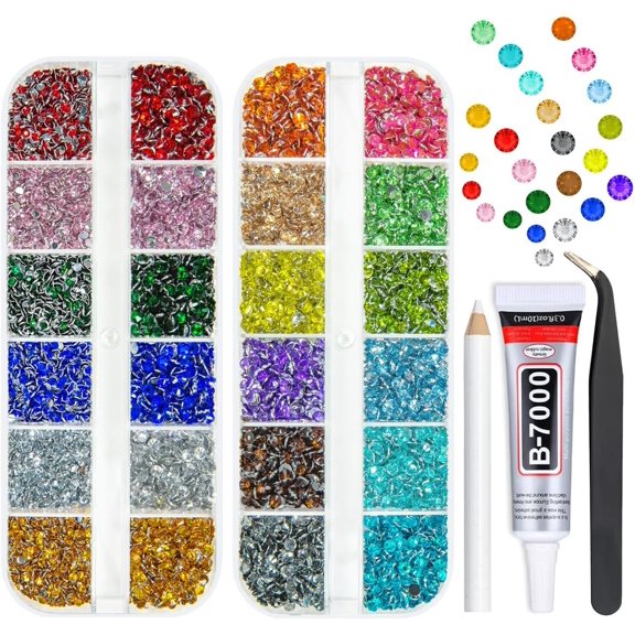 18 Colors Crystal Resin Rhinestones 2mm 3mm Rainbow Colorful Flatback Stones Non-Hotfix Gems Diamonds Charms Supplies for Nails Eyes Face Makeup Crafting Tumblers Bottles Crafts Shoes Clothes