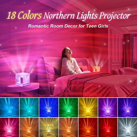 18 Colors  Projector for Bedroom | Northern Lights Projector with Remote | Kids Night Light for Kids Room | Teen Gifts for Boys and Girls