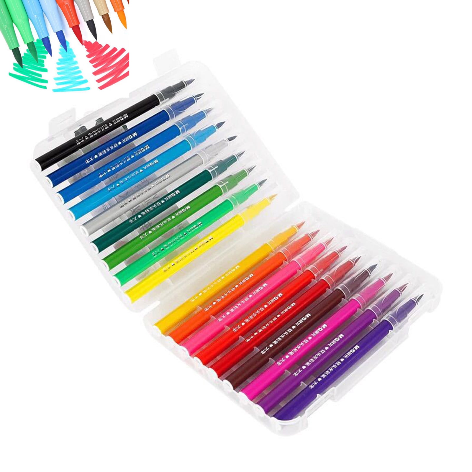 18 Colors Washable Paint Markers, Soft Brush Tip Pens, No Bleed Fade Resistant Low-Odor Non-Toxic Art Pens for Ages 3+ & Adults, Perfect for Canvas, Rock Painting, Wood, Fabric Painting, DIY Crafts
