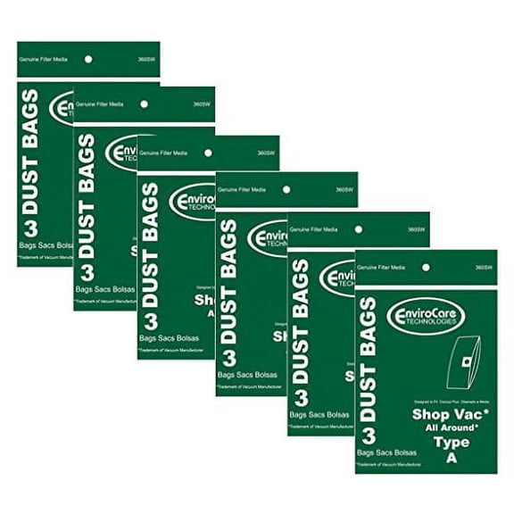 18 Compatible with ShopVac Type A 1.5 Gallon Wet Dry Compatible with Shop Vac Vacuum Bags SV-9066700