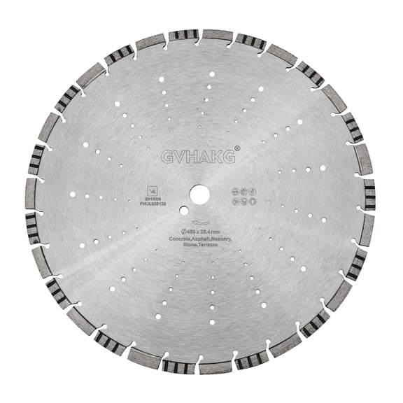 18" Concrete Diamond Saw Blade,Asphalt Diamond Blade Multi-Purpose for Cutting Hard Reinforced Concrete Asphalt Masonry Stone Terrazzo, Laser-Welded Segmented, 1"-20mm Bore