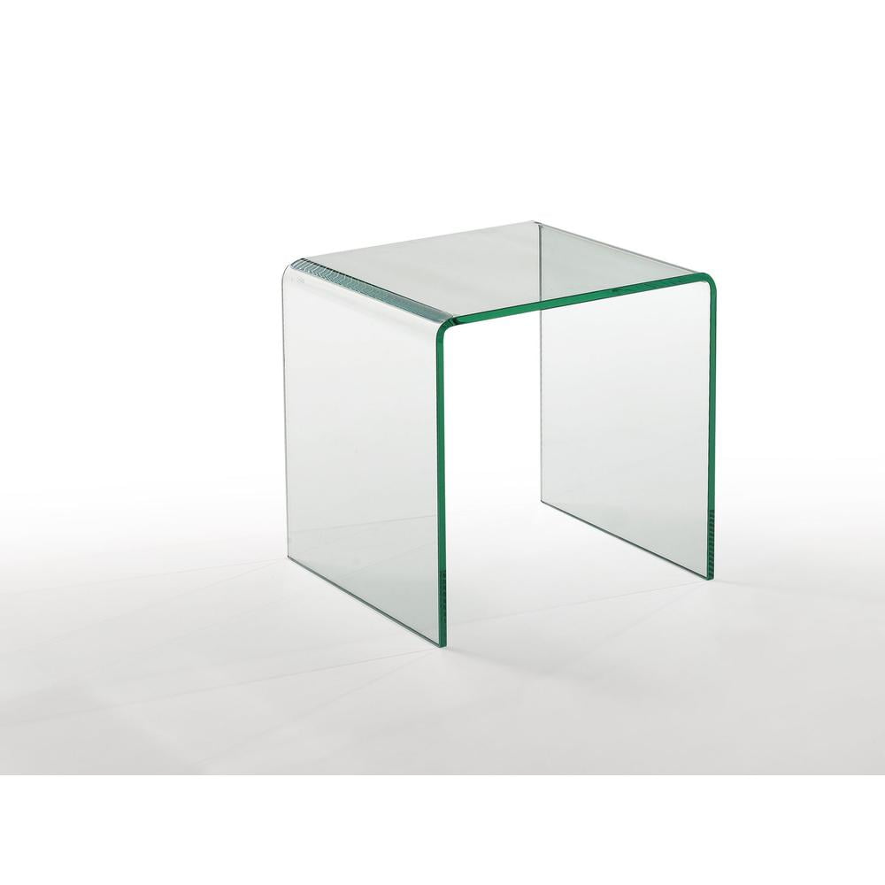 19" Clear Tempered Glass Minimalist End Table