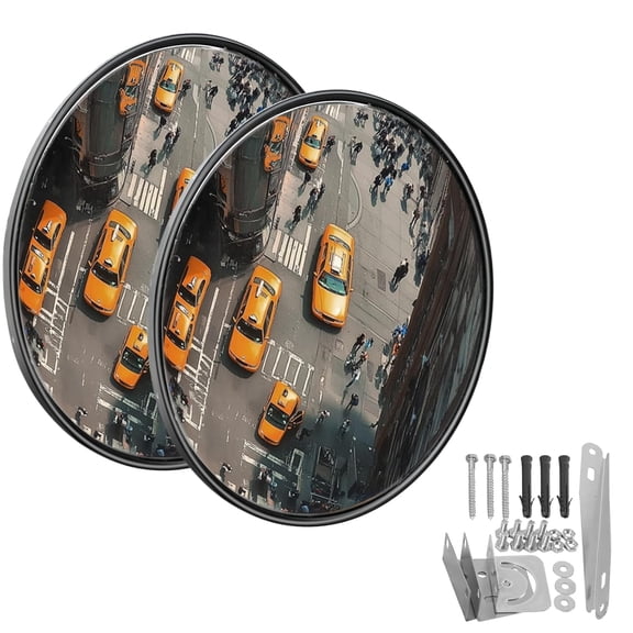 18 Convex Mirror, Corner Mirror Blindspot for Wall, Adjustable Wide Angle View Security Mirror, Convex Safety Mirrors, Parabolic Mirror for Corners, Driveway Mirrors for Blindspot(2 Pack)