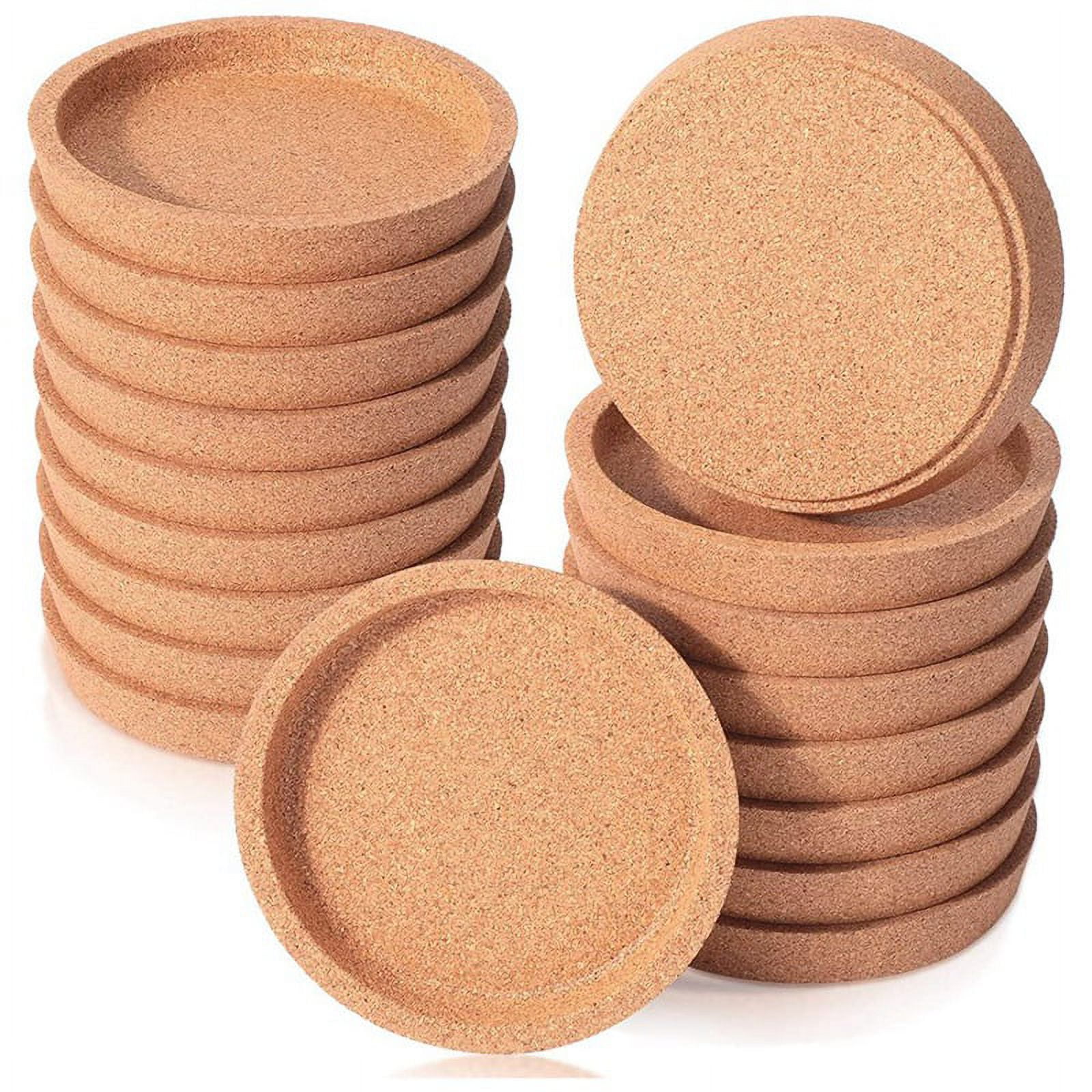 18 Cork Coasters Bulk 4 Inch Round Lip Cup Holder Leak Proof Cork Coasters  for Drinks Reusable Absorbent Cup Coaster