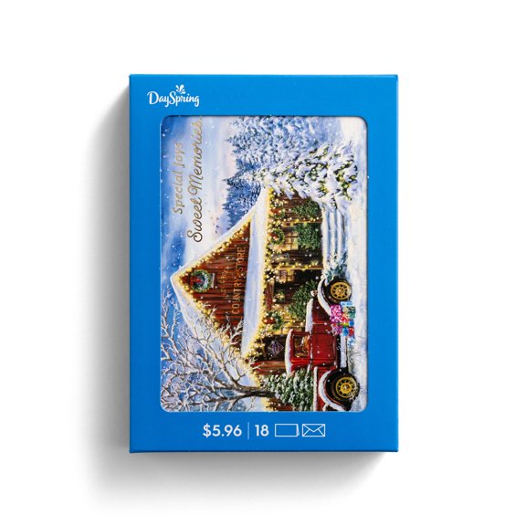 18 Count Inspirational Christmas Boxed Cards, Dona Gelsinger Country Store and Red Truck, Scripture by DaySpring