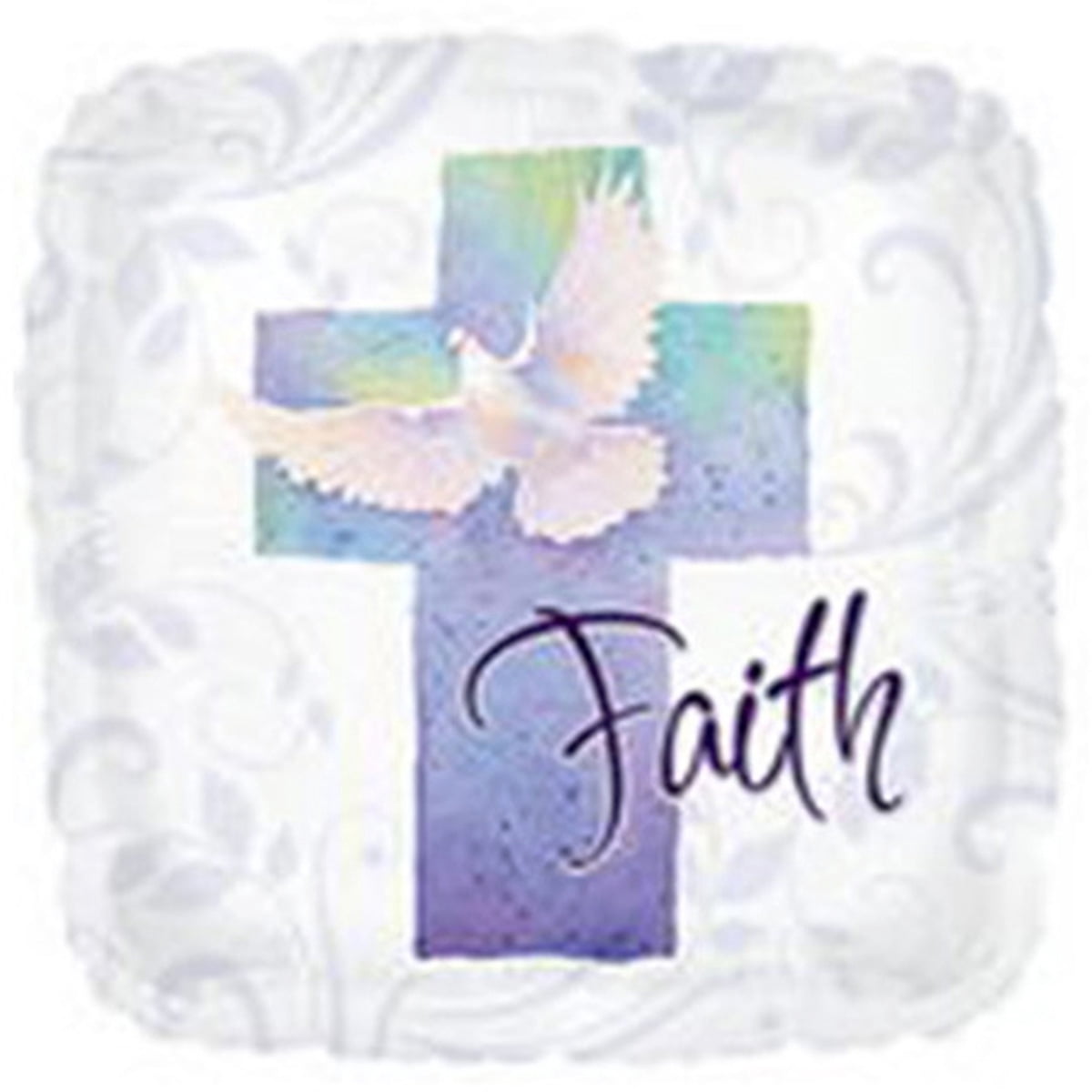 CTI INDUSTRIES 18" Cross and Dove " Faith " Theme Foil / Mylar Balloon For Baptism Or Communion Event (3 Balloons )