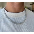 thumbnail image 1 of 18 Ct Round Cut White Moissanite Men's Tennis Necklace 14K White Gold Plated, 1 of 3