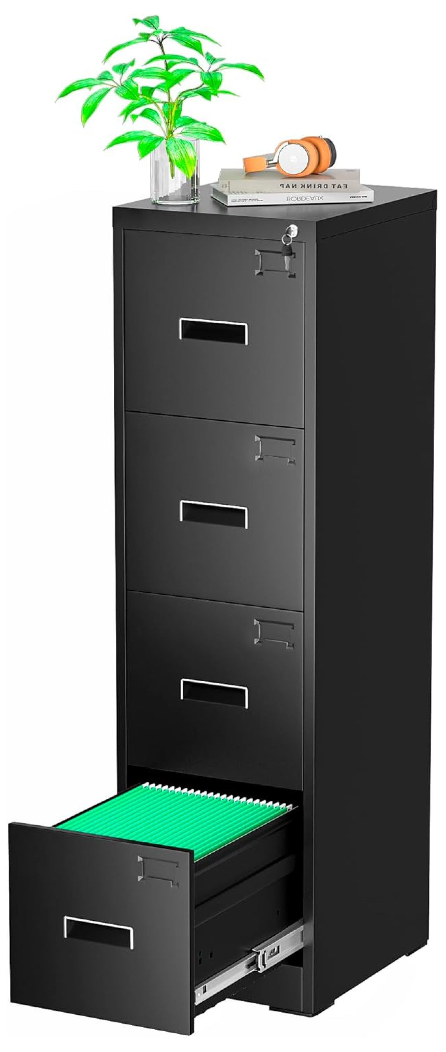18" D File 4 Drawer Filing with Lock, Locking Vertical