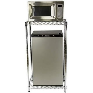 DHMAKER Mini Fridge Stand with Storage, 2 Drawer Fridge Organizer with  Metal Frame, Over Refrigerator Stand with 4 Swivel Wheels, Microwave Fridge