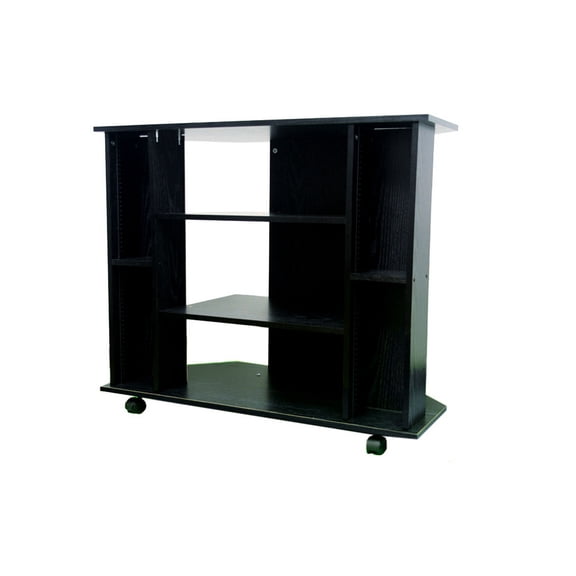 18" Deep Black Wood TV Stand / Shelves for Media Organization