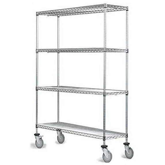 18" Deep x 24" Wide x 48" High 4 Tier Stainless Steel Wire Shelf Truck with 1200 lb Capacity