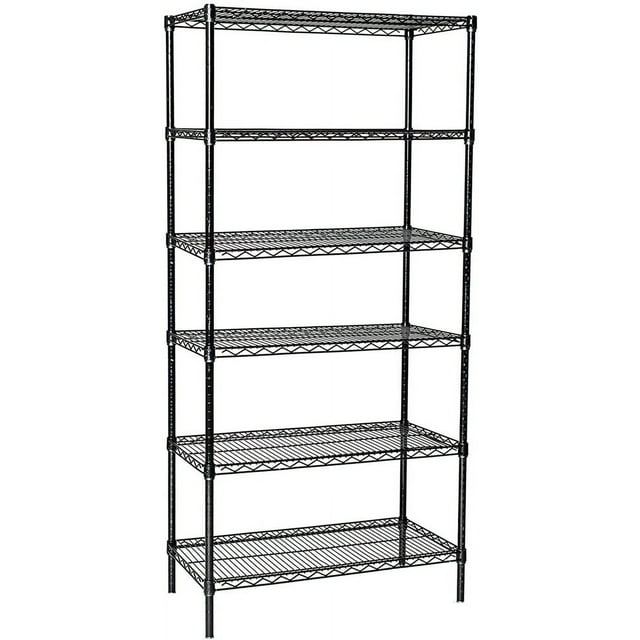 18" Deep x 24" Wide x 63" High 6 Tier Black Starter Shelving Unit