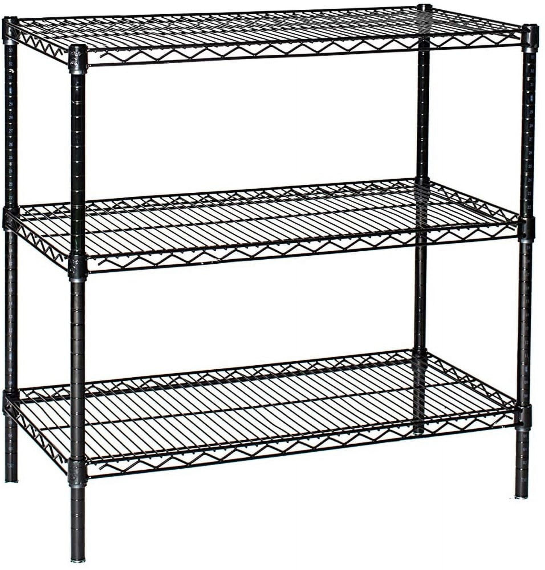 18" Deep Black 3-Tier Adjustable Wire Shelving Unit