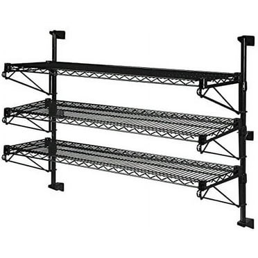 18" Deep x 36" Wide x 33" High Adjustable 3 Tier Black Wall Mount Shelving Kit
