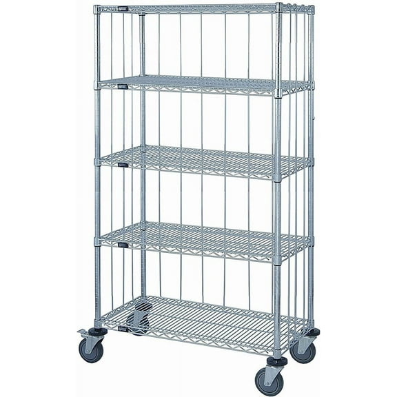 18" Deep x 36" Wide x 60" High 5 Tier 3 Sided Wire Shelf Truck with Rods