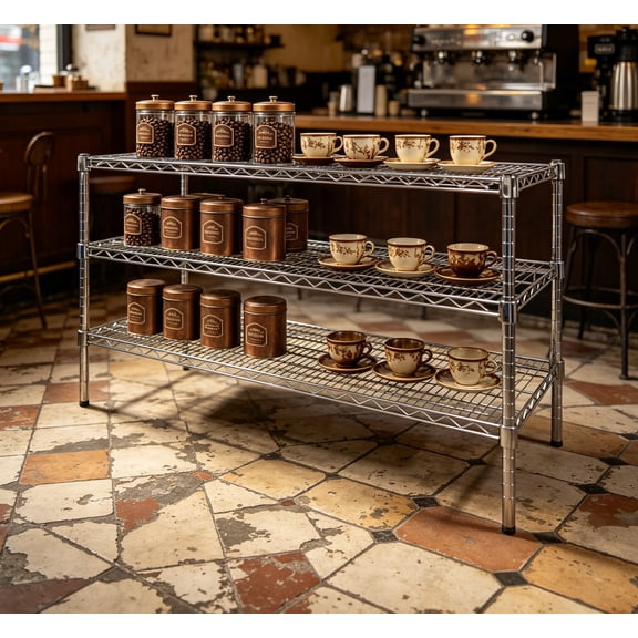 18" Deep x 42" Wide x 27" Height Wire Shelving Kit, 3-Tier Commercial Storage Rack Unit