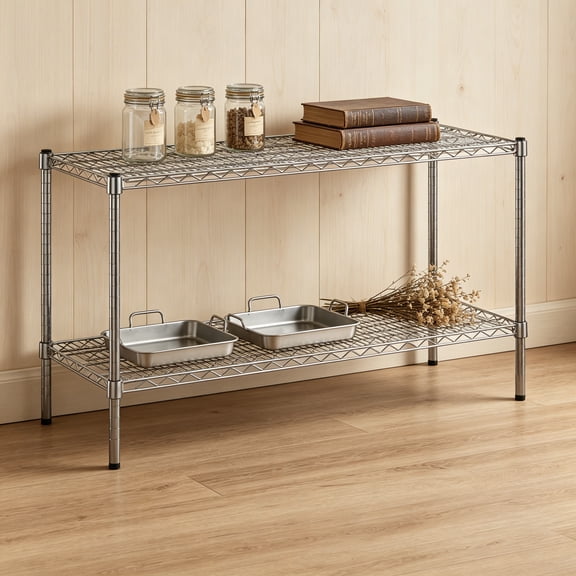 18" Deep x 48" Wide x 27" Height Wire Shelving Kit, 2-Tier NSF Commercial Storage Rack Unit