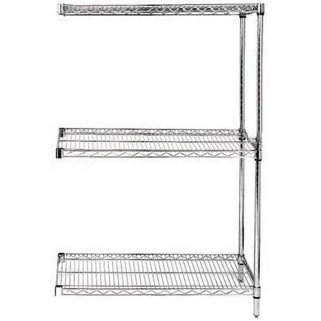 18" Deep x 54" Wide x 86" High 3 Tier Chrome Add-On Shelving Unit