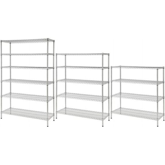 18" Deep x 60" Wide x 74" High 4 Tier Commercial Storage Rack Unit | NSF Chrome Wire Shelving Kit