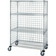 thumbnail image 1 of 18" Deep x 72" Wide x 60" High 4 Tier 3 Sided Wire Shelf Truck, 1 of 6