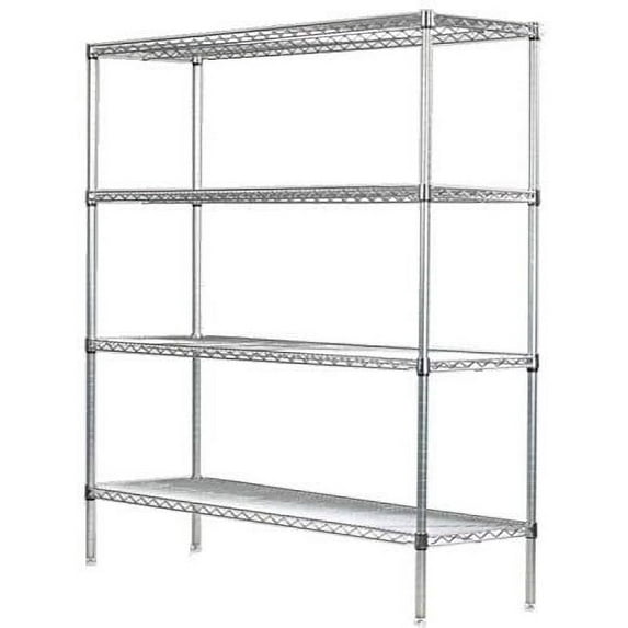 18" Deep x 72" Wide x 63" High 4 Tier Chrome Starter Shelving Unit