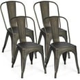 18” Dining Chair Set of 4, Stackable Metal Chairs with Removable
