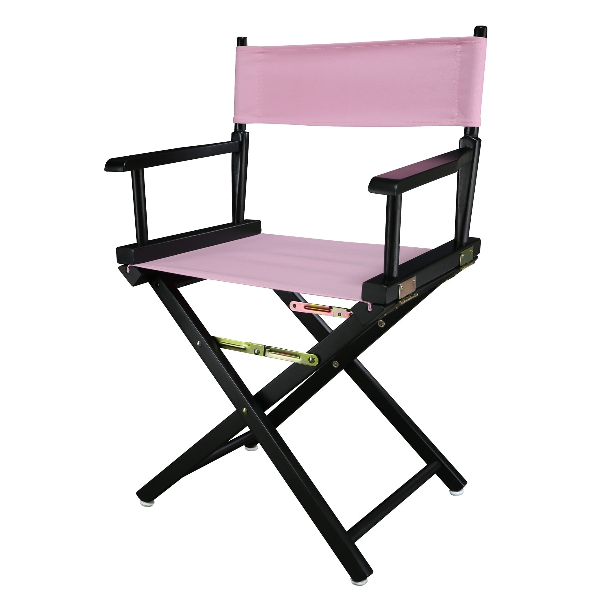 Classic Foldable Director's Chair in Black and Pink, Solid Wood