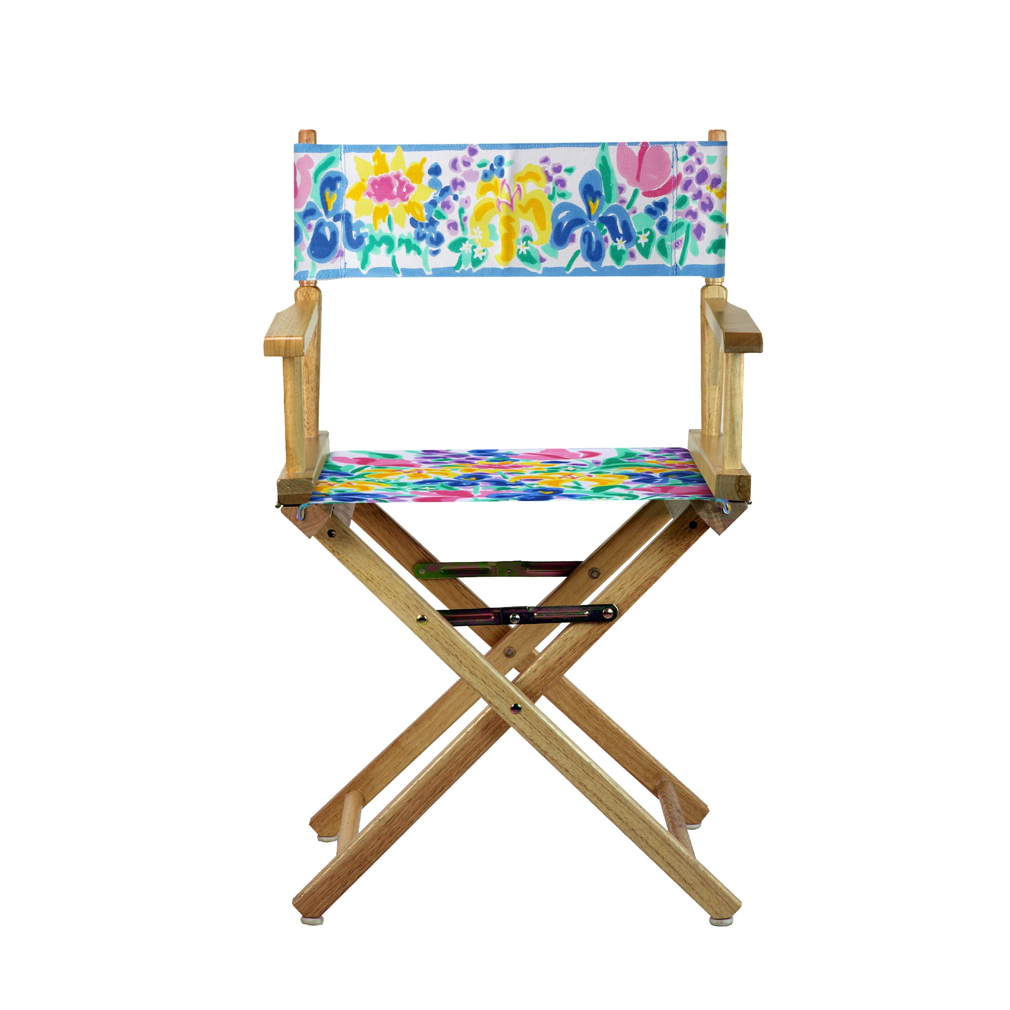 18" Natural Wood Director's Chair with Colorful Floral Fabric