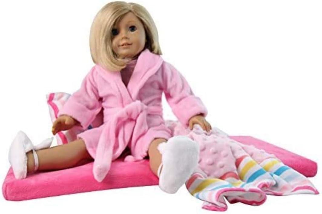 18" Doll Mattress & Bedding Set Pink Chevron