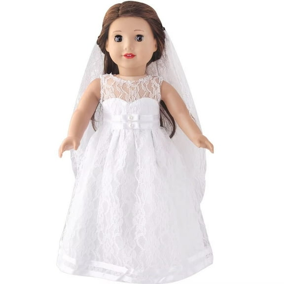 18" Doll Wedding Dress - AlevRam Elegant Doll Clothes for 18 Inch Dolls, Perfect Birthday Gift for Kids"