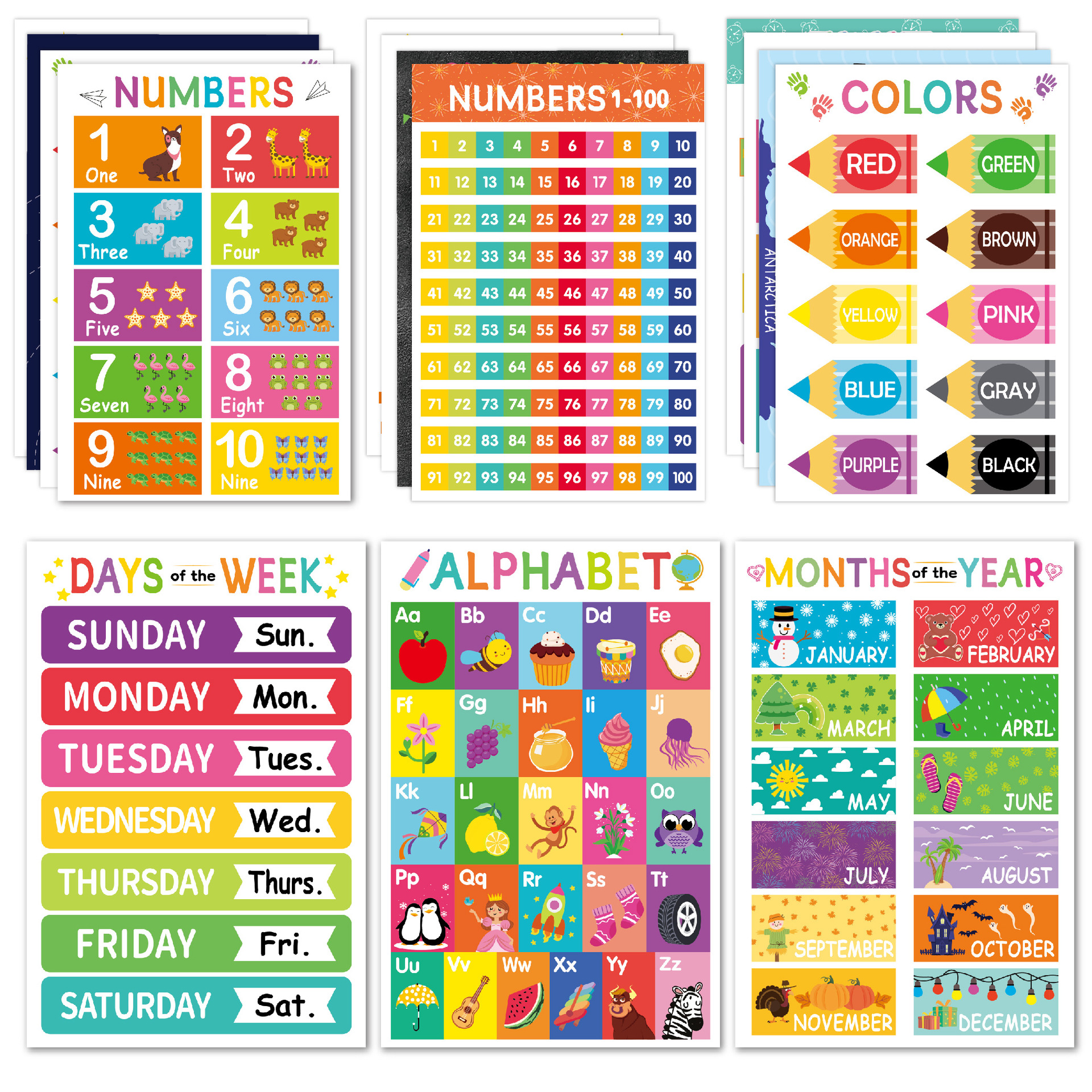 18 Educational Posters for Toddlers- Learning Poster for Kids, Alphabet ...
