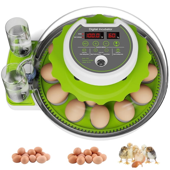 18-Egg Incubator with Automatic Egg Turning & Humidity Control, HD Panoramic View, Built-in Candler for Hatching Chicken, Duck, Quail Eggs Farms, Science Labs, Classroom, Home Use$$Garden & Patio