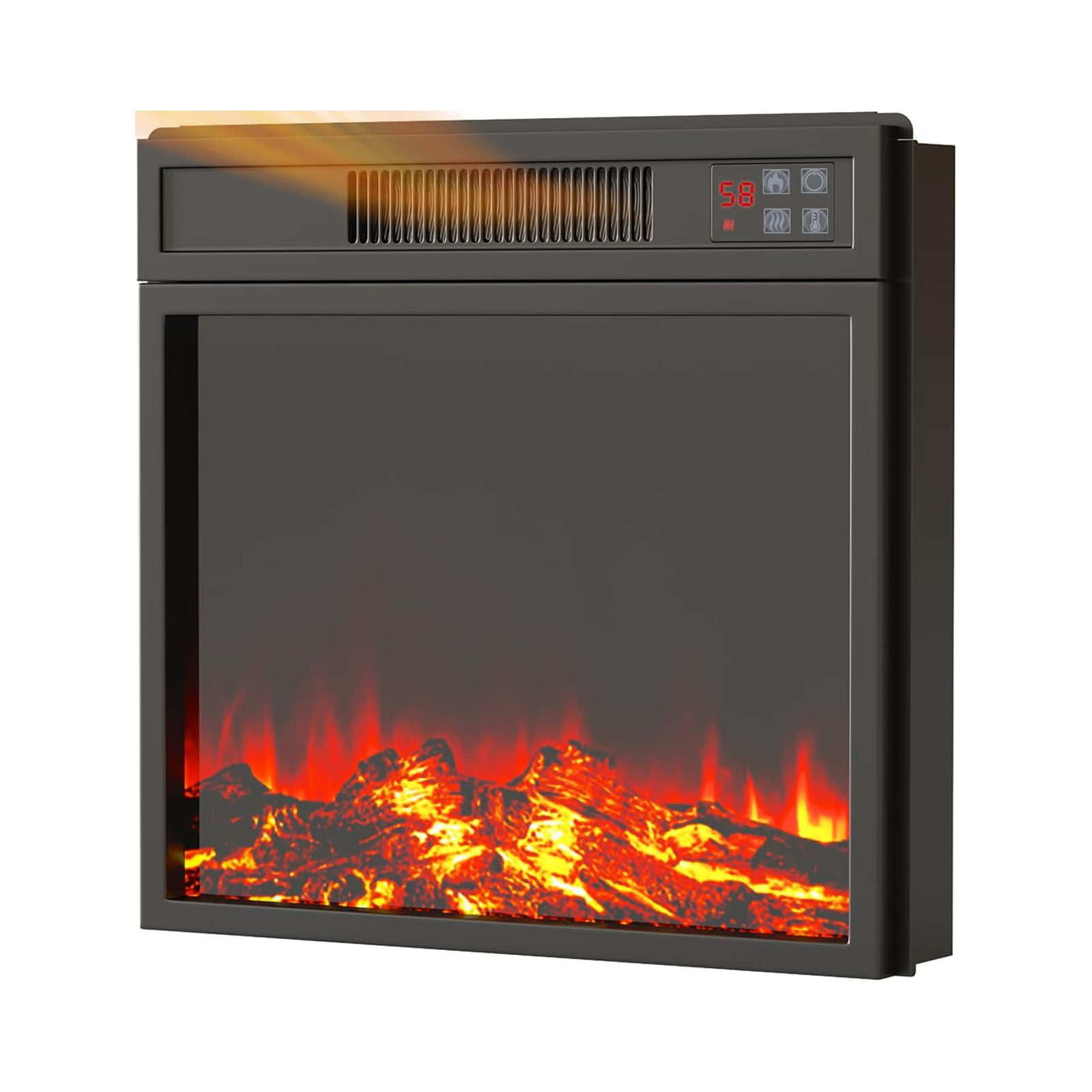 18" Electric Fireplace Insert, Recessed Fireplace Heater with Low Noise