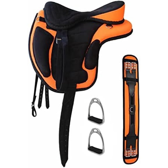 18" English Horse Synthetic Treeless Saddle Stirrups 80201OR$$Sport & Recreation Other