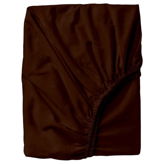 18" Extra Deep Pockets Fitted Sheet Only - Short King Size, Chocolate Color 300-Thread-Count Egyptian Cotton 1-PC Bottom Fitted Sheet