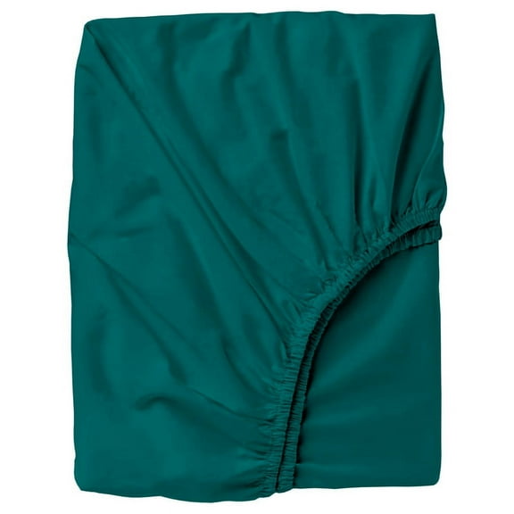 18" Extra Deep Pockets Fitted Sheet Only - Twin Size, Teal Blue Color 300-Thread-Count Egyptian Cotton 1-PC Bottom Fitted Sheet