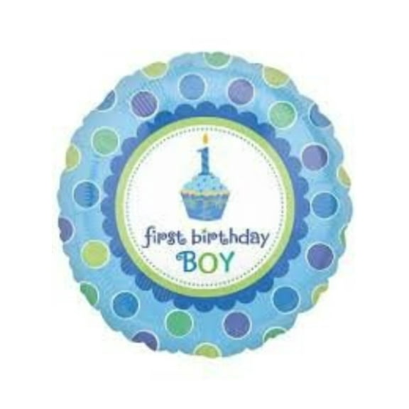 18" FIRST BIRTHDAY BOY Cupcake Balloon  Party Supplies Decorations Foil Mylar Balloon