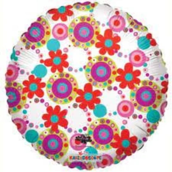 18" FLOWERS & CIRCLES Balloon Party Supplies Decorations Foil Mylar Balloon