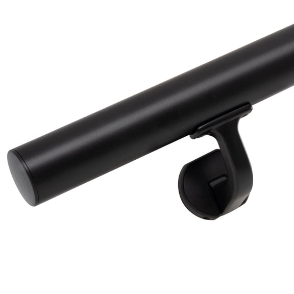 18 FT Handrails for Indoor & outdoor Stairs,Deck,Slope,Modern Aluminum Handrail Set, wall Mounted, with Zink-Alloy Brackets Aluminium Railing System,Rust Free. (Matte Black, 18 FT)
