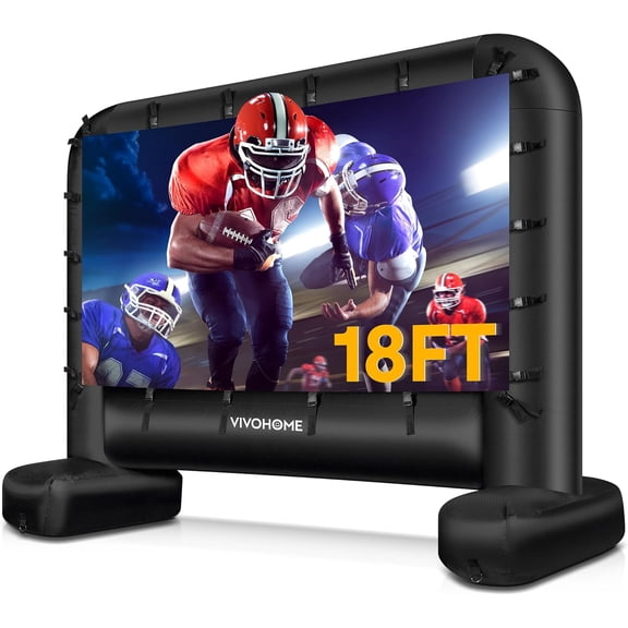 18 FT Inflatable Projector Screen for Outside, Blow Up Movie Outdoor Use, Mega Large TV with Carry Bag Backyard, Tube Leg Support