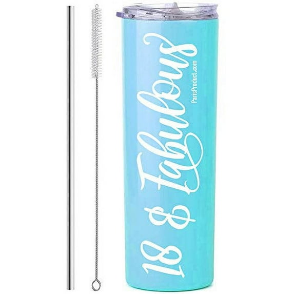 18 & Fabulous 20 Oz Stainless Steel Rose Gold Tumbler | Happy 18Th Birthday Decorations | 18Th Birthday Gifts For Girls | 18 Birthday Decorations For Girls | Eighteenth Birthday Party Suppli